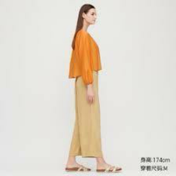 NWOT UNIQLO x Hana Tajima XL gathered longsleeve blouse - Picture 3 of 8